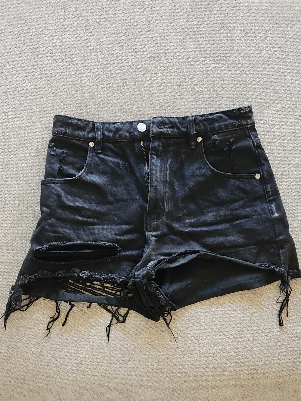 ROLLA'S Black Distressed Denim Cutoff Shorts